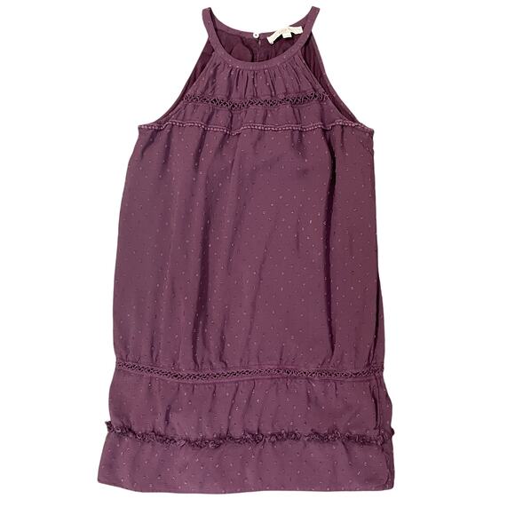 Loft Women's Shift Dress Plum Purple Swiss Polka Dot Crochet Size S - Picture 3 of 14